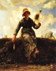 Jean Francois Millet The Spinner, Goat-Girl from the Auvergne Norge oil painting art